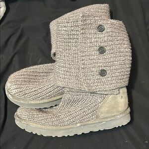 UGG Gray Knit Button Boots